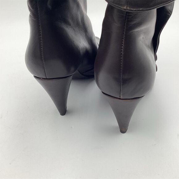 Gianni Bini Women's Brown Leather Ankle Booties Size 8 Block Heel - Picture 4 of 12